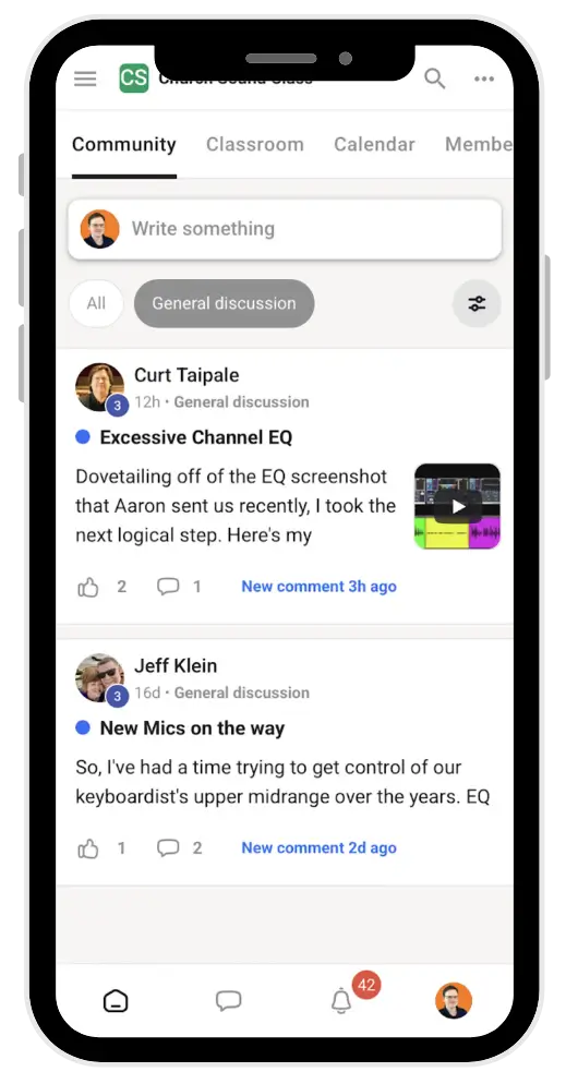 Our ChurchSoundClass Comunity pictured on a phone.